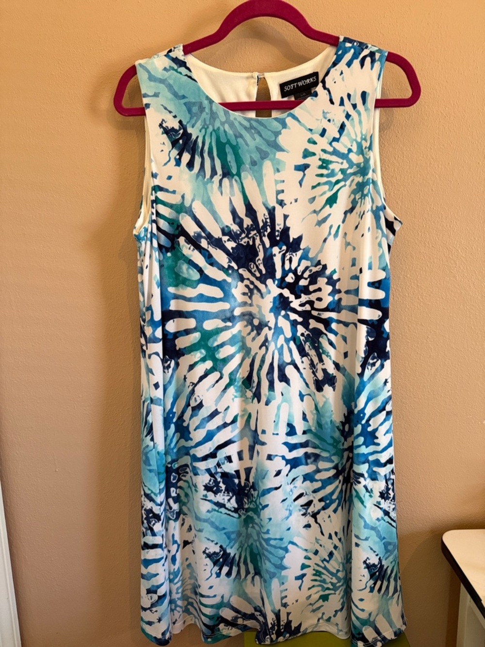 Soft Surroundings Blue Tie-Dye Midi Dress